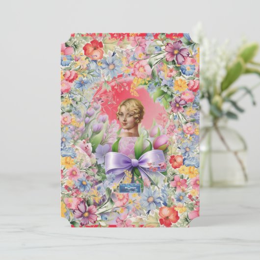 Flachkarten 12 Rot (Cameo Garden) RFPMDesign ©️ 20 Einladung (Stehend Vorderseite)