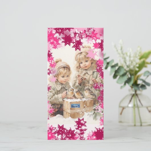 Flachkarten 14 (PinkSnowFlakes) RFPMDesign ©️ 2024 (Stehend Vorderseite)