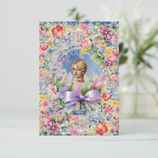 Flachkarten 1 M-Blue (Cameo Garden)RFPMDesign ©️ 2 Einladung (Stehend Vorderseite)