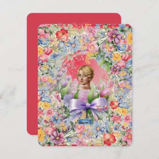 Flachkarten 2 Rot (Cameo Garden) RFPMDesign ©️ 202 Einladung (Vorne/Hinten)