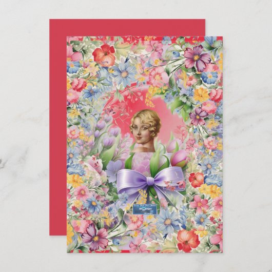 Flachkarten 3 Rot (Cameo Garden) RFPMDesign ©️ 202 Einladung (Vorne/Hinten)