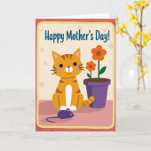 Flachkatze Frohen Muttertag Karte (Gelbe Blume)