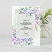 Flachmenü-Karte Hydrangeas Menükarte (Stehend Vorderseite)