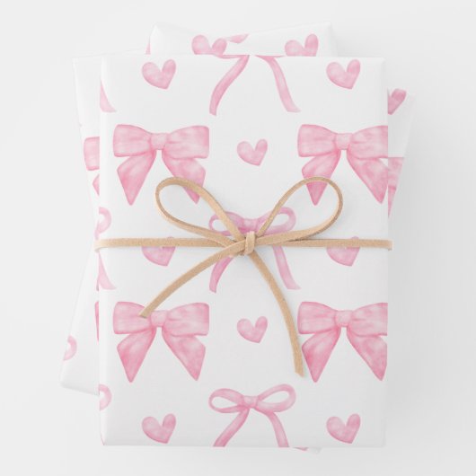 Flachpapier aus rosa Band- und Bow-Umschlagpapier Geschenkpapier Set (Beispiel)
