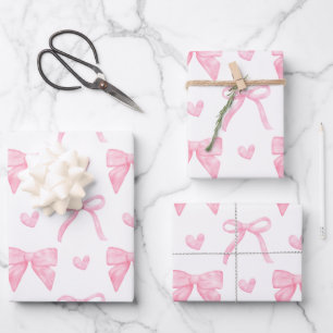 Flachpapier aus rosa Band- und Bow-Umschlagpapier Geschenkpapier Set