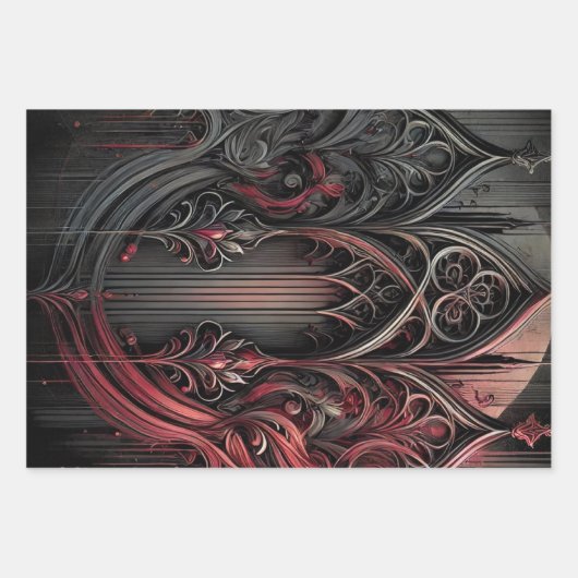 Flachpapier für Gothic Wrapping - Set von 3 Geschenkpapier Set (Vorderseite)