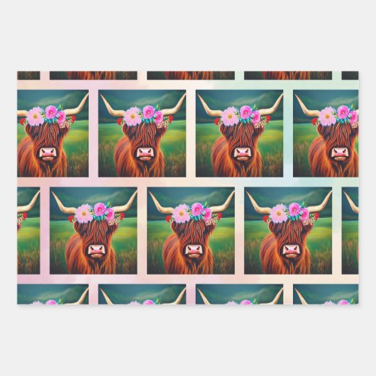 Flachpapier für Kuhwapier mit einem Set von 3 Geschenkpapier Set (Vorderseite)