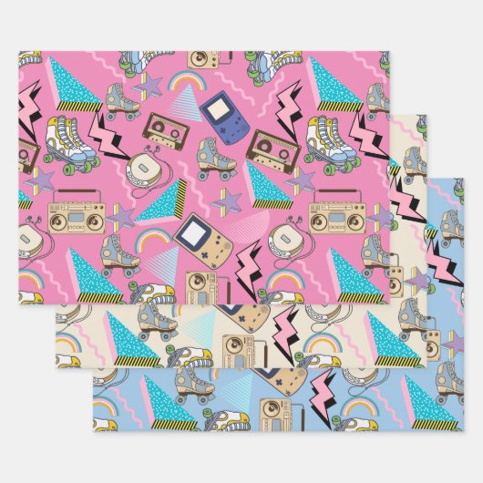 Flachpapier für mehrfarbiges Wrapping, Set 3 Geschenkpapier Set (Set)