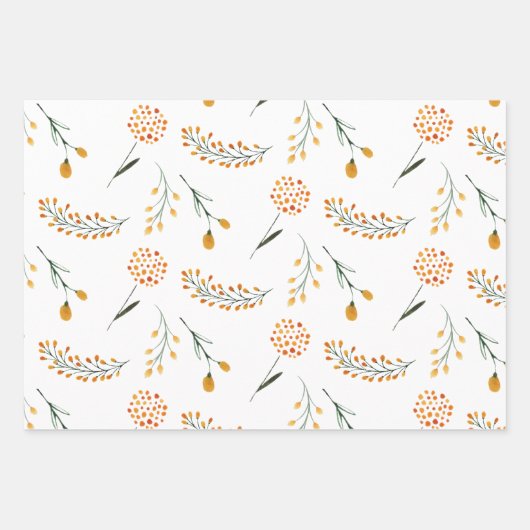 Flachpapier für orange Flor Wrapping Set 3 Geschenkpapier Set (Vorderseite)