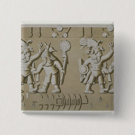 Flachrelief der alten aztekischen Krieger, vom Sto Button (Vorderseite)