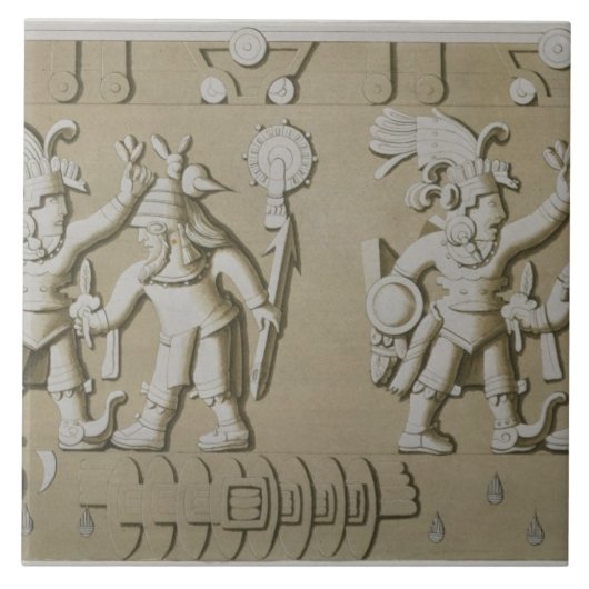 Flachrelief der alten aztekischen Krieger, vom Sto Fliese (Vorderseite)