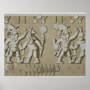 Flachrelief der alten aztekischen Krieger, vom Sto Poster