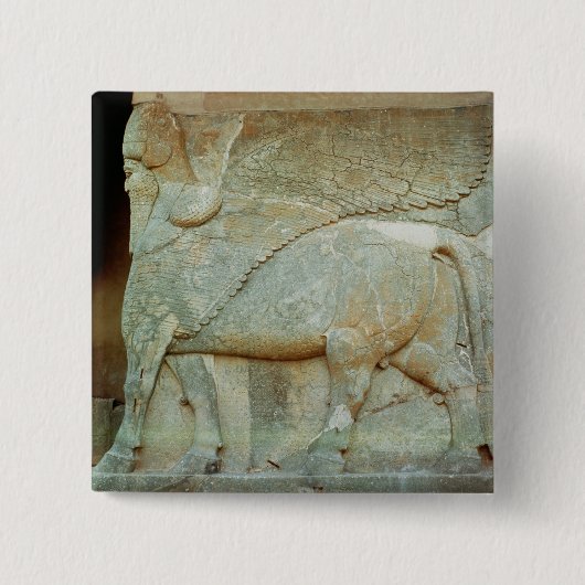 Flachrelief eines anthropomorphen Stiers Button (Vorderseite)