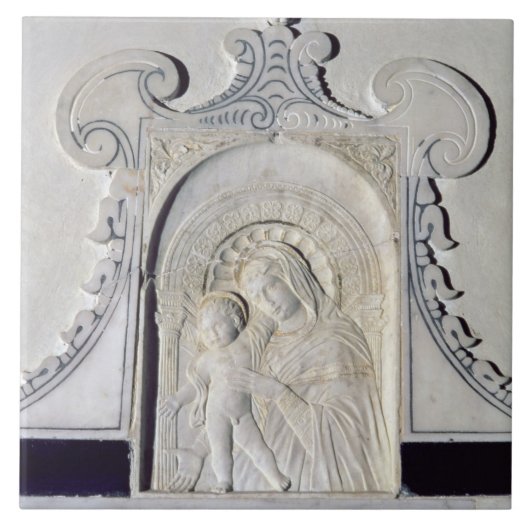 Flachrelief von Madonna und von Kind (Marmor) Fliese (Vorderseite)