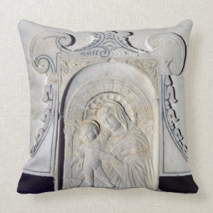 Flachrelief von Madonna und von Kind (Marmor) Kissen