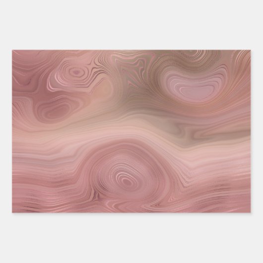 Flachwaschpapier 3 wirbelnde Rose Geschenkpapier Set (Vorderseite 2)