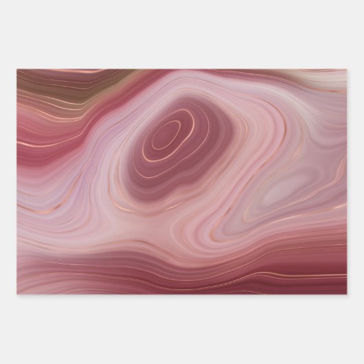 Flachwaschpapier 3 wirbelnde Rose Geschenkpapier Set (Vorderseite)