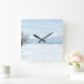 Flachwinterlandschaft Quadratische Wanduhr (Zuhause)