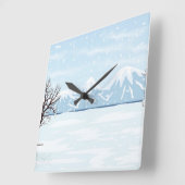 Flachwinterlandschaft Quadratische Wanduhr (Winkel)