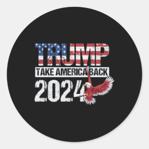 Flag 2024: Amerika zurück Männer Frauen - Trump 20 Runder Aufkleber