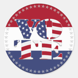 Flag 2024 V O T E USA Runder Aufkleber