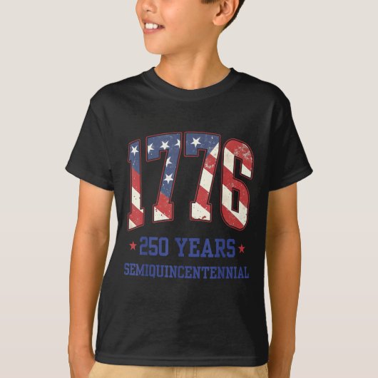 Flag 250 Years 1776-2026 250th Birthday Anniversar T-Shirt (Vorderseite)