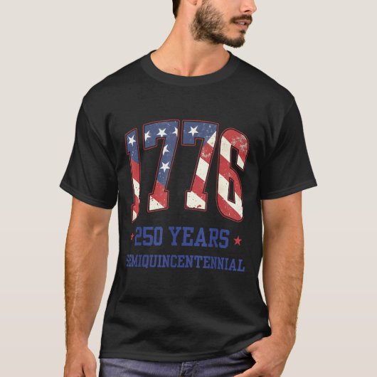 Flag 250 Years 1776-2026 250th Birthday Anniversar T-Shirt (Vorderseite)