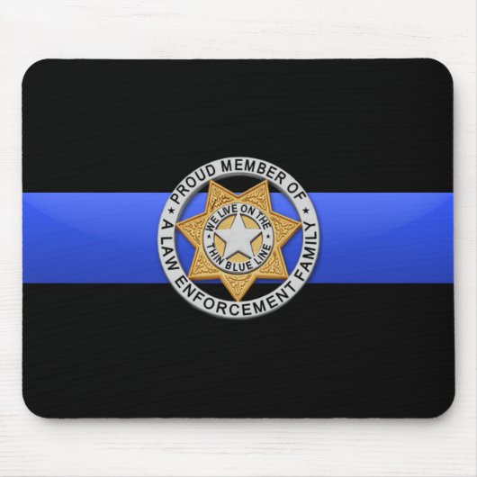 Flag & Abzeichen der dünnen blauen Linie Mousepad (Vorne)