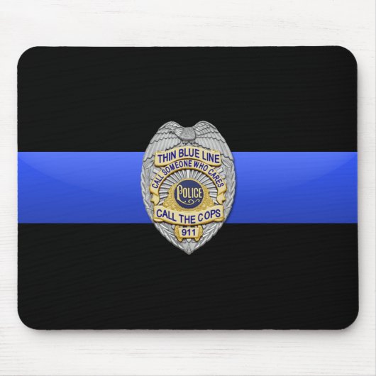 Flag & Abzeichen der dünnen blauen Linie Mousepad (Vorne)