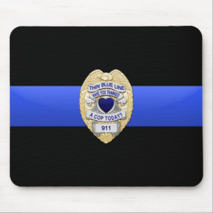 Flag & Abzeichen der dünnen blauen Linie Mousepad