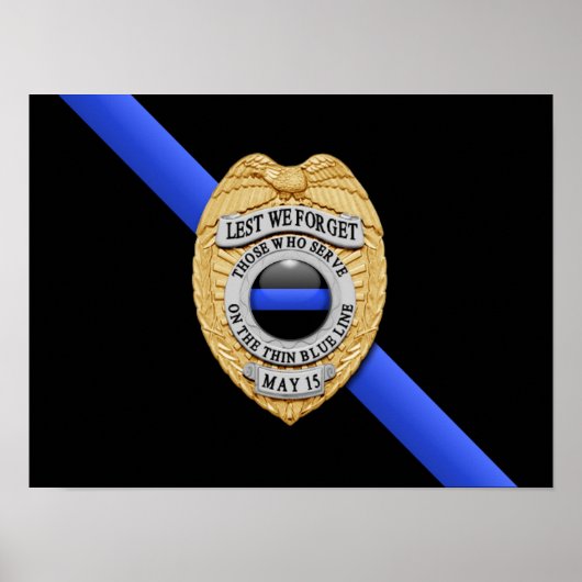 Flag & Abzeichen der dünnen blauen Linie Poster (Vorne)