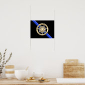 Flag & Abzeichen der dünnen blauen Linie Poster (Küche)