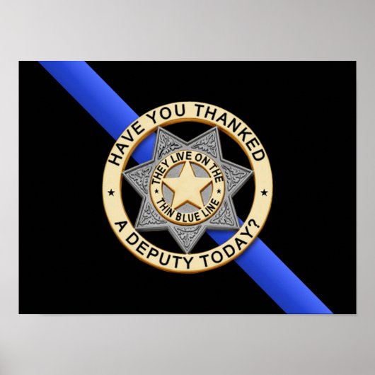 Flag & Abzeichen der dünnen blauen Linie Poster (Vorne)