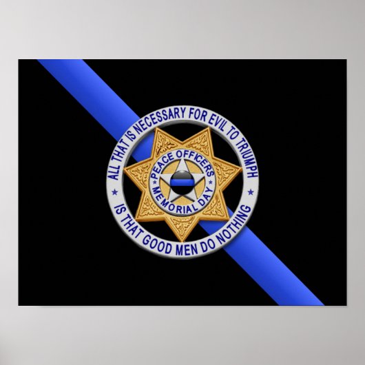 Flag & Abzeichen der dünnen blauen Linie Poster (Vorne)