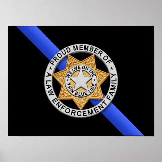 Flag & Abzeichen der dünnen blauen Linie Poster (Vorne)