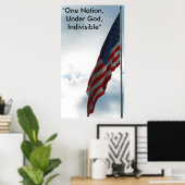 Flag am blauen Himmel, "Eine Nation, Unter Gott, I Poster (Heimbüro)