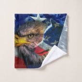 Flag American Bald Eagle Wolf Badhandtuch Set (Waschlappen)