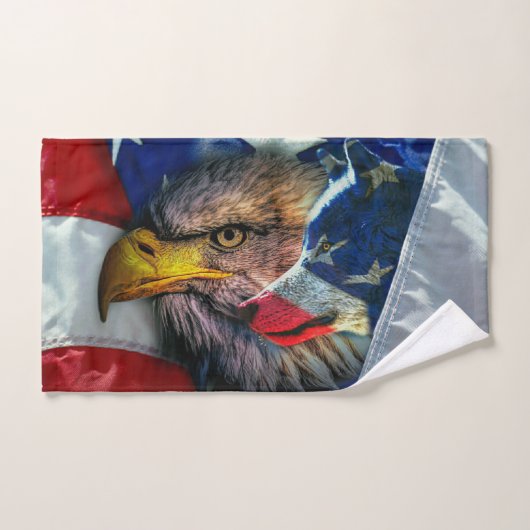 Flag American Bald Eagle Wolf Badhandtuch Set (Handtuch)