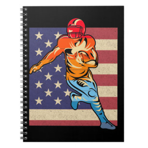 Flag American Football Retro Ball Sports Lover Notizblock