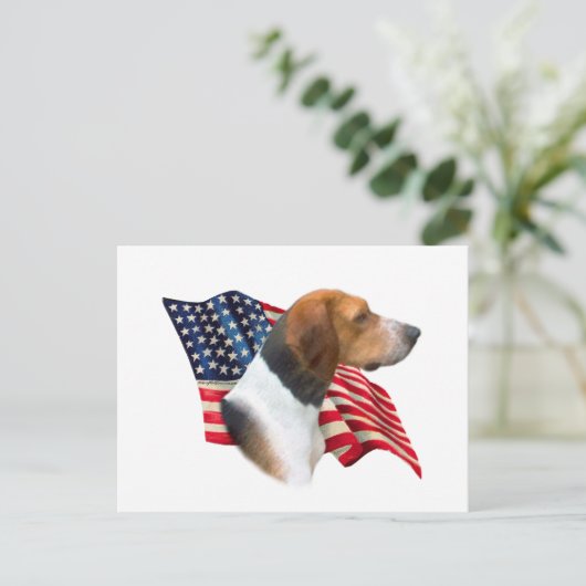 Flag American Foxhound Postkarte (Stehend Vorderseite)