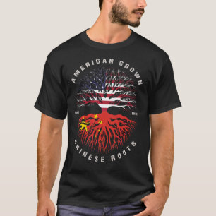 Flag "American Groots Chinese Roots China" T-Shirt