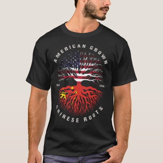 Flag "American Groots Chinese Roots China" T-Shirt (Vorderseite)