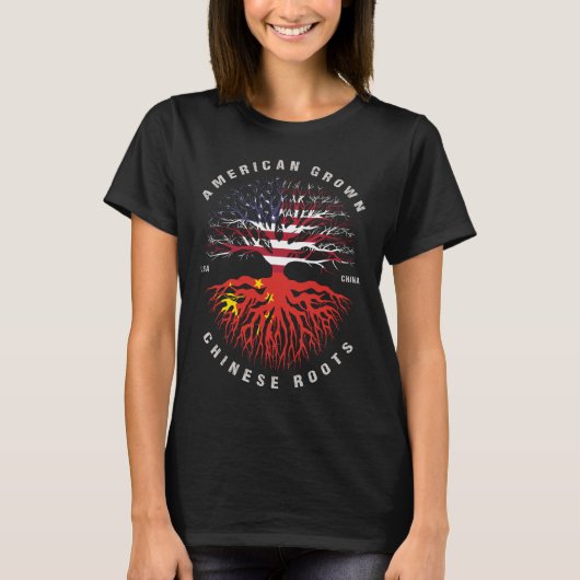 Flag "American Groots Chinese Roots China" T-Shirt (Vorderseite)