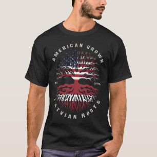 Flag "American Ground Lettisch Roots Lettland" T-Shirt