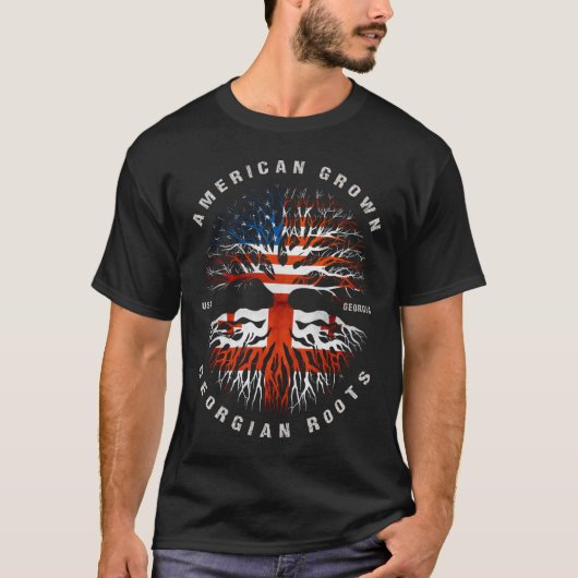 Flag "American Grown Georgian Roots Georgia" T-Shirt (Vorderseite)