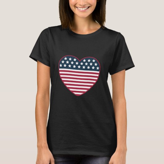 Flag American Heart Shaped T-Shirt (Vorderseite)