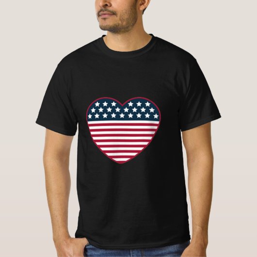 Flag American Heart Shaped T-Shirt (Vorderseite)