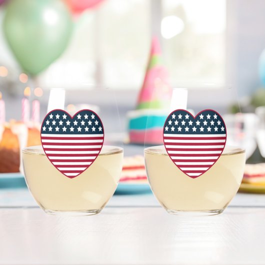 Flag American Heart Shaped Weinglas Ohne Stiel (Insitu (Geburtstag))