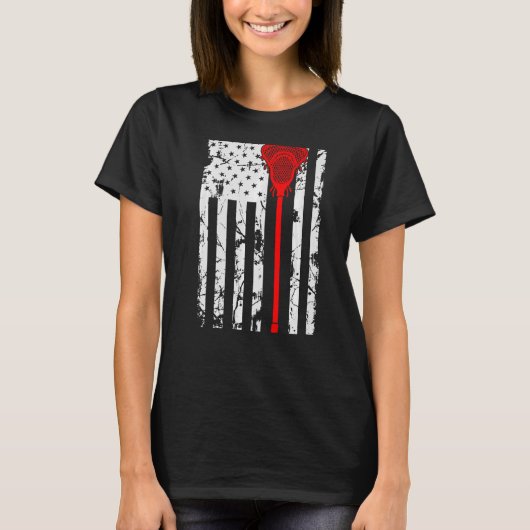 Flag American Lacrosse Player T-Shirt (Vorderseite)