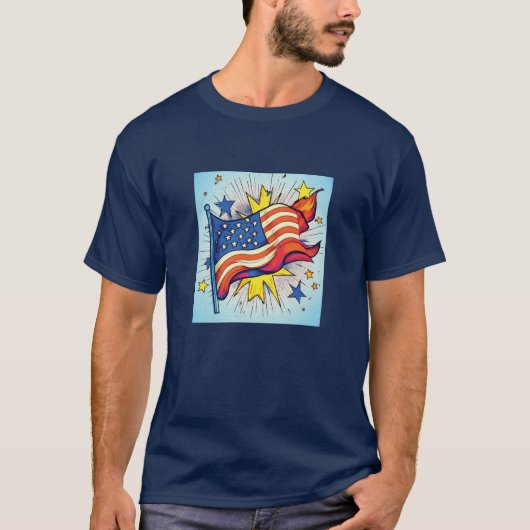 Flag American Pop Art T-Shirt (Vorderseite)